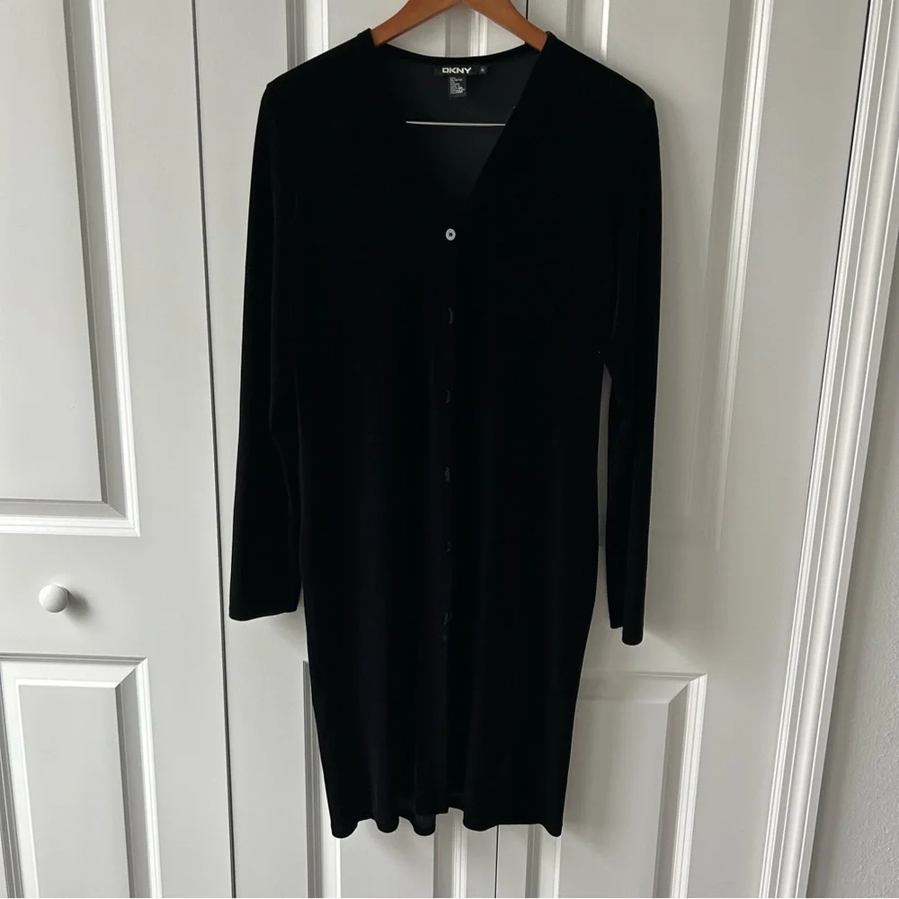 DKNY Women’s Velour‎ Duster Black